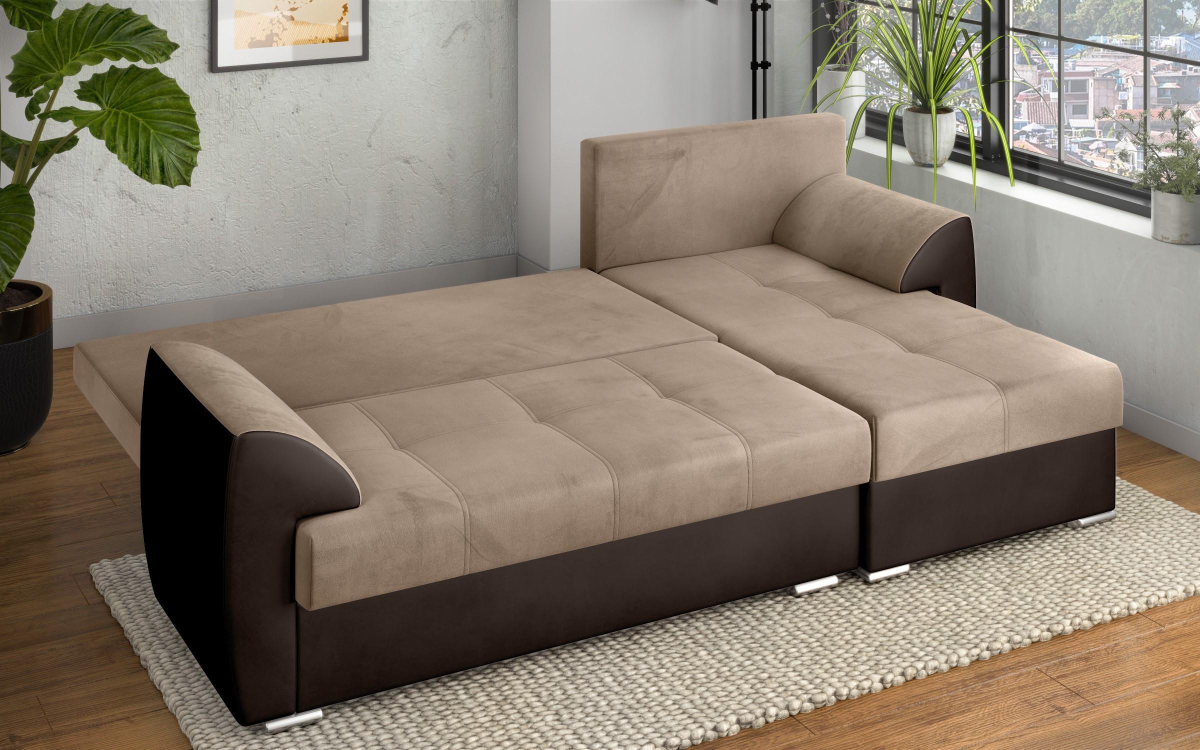 Extendable corner sofa Deman, beige + brown leather  3